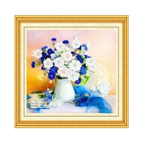 Needlework,DIY Ribbon Cross stitch Sets for Embroidery kit,Oil Vase flower love ribbon Cross-Stitch handwork free shipping