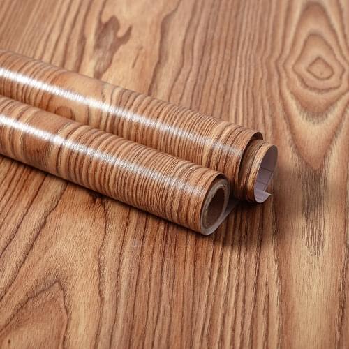 Wood Grain Stickers PVC Decorative Sticky Paper Decal Film Waterproof Self-Adhesive Home Wall Stickers Furnitures Door Pasters