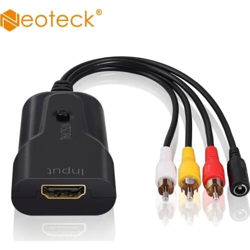 Neoteck RCA to HDMI Adapter Converter AV to HDMI Video Audio Converter Adapter Support 720p 1080P for VHS VCR Old DVD Players