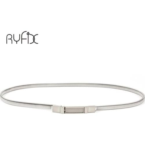 New women metal belt chain Fashion metal buckle thin elastic waist sliver women skinny belt chain For Dress Coat BL357