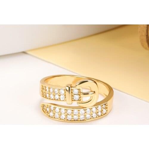 2021 New Fashion Gothic Crystal Belt Shape Rings For Women Men Punk Rock Adjustable Joint Ring Party Trendy Jewelry Accessories