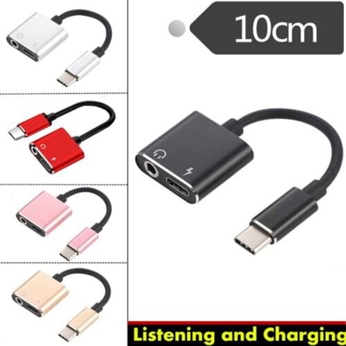 New Adapter Charge Headphone 2 in 1 Type-C to 3.5mm Jack Head Aux Audio Type-C Cable