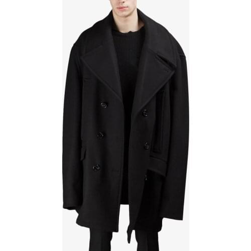 Extra loose mid-length coat wool cashmere autumn and winter thick coat large size profile OVERSIZE
