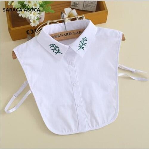 Wholesale Autumn Winter Embroidery White Shirt Fake Collar All Match Elastc Belt Sweater Detachable Collar Women B124