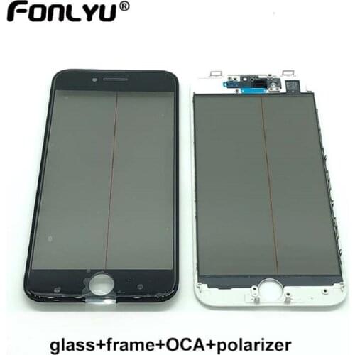 10pcs Cold Press Front Glass with Frame OCA Polarizer Ear Mesh Sensor Ring for iPhone 6G 6 6S 7 8 Plus Cracked Glass Replacement