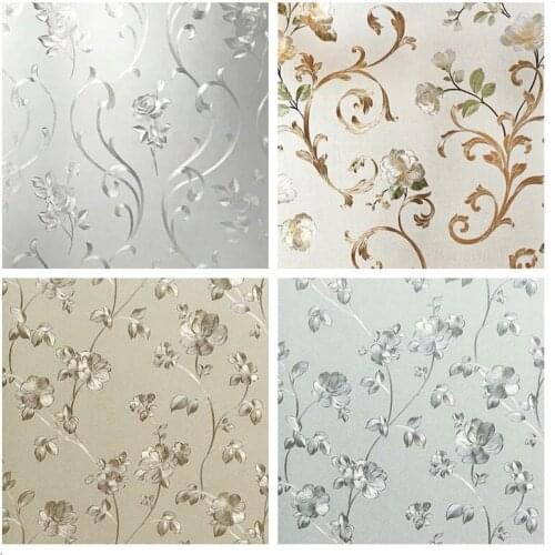 Window Glass Film No-Glue 3D Static Reusable Embossed Window Glass Cover Stickers Flower length 200cm