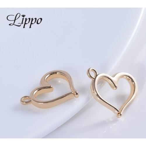 20pcs/lot Heart Charm 24K Gold Color Love Locket Charms Pendants Christmas Jewelry Accessories