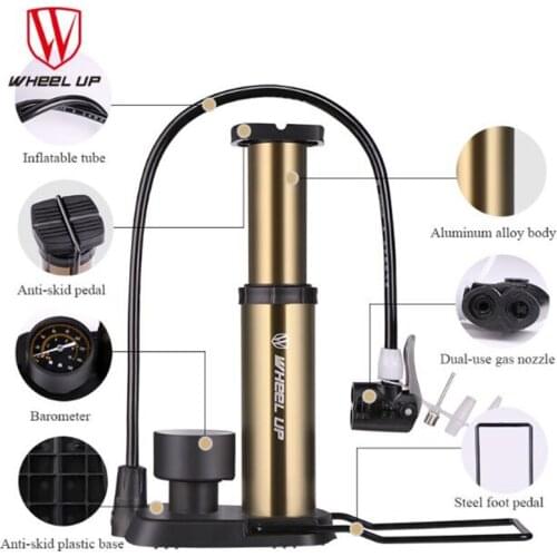 WHEEL UP 2020 New Arrival Portable Pump Ultra-light Bike Pump Hose With Pressure Gauge With 120 Psi High Pressure Bicycle Pump