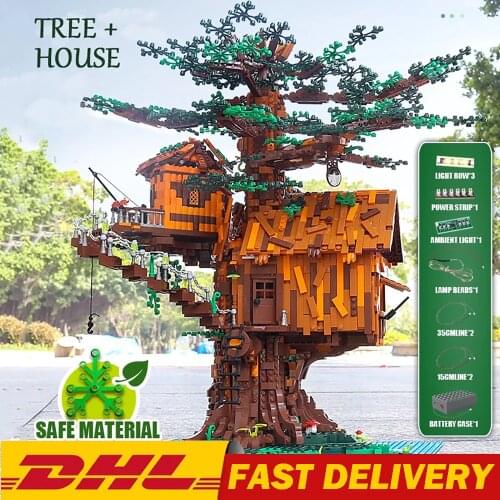 MOULD KING 16033 MOC LED Lighting Tree House Model Building Blocks Assembly Creative Toys Bricks Funny Kids Birthday Gifts
