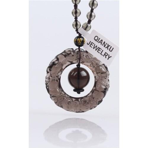 QIANXU Ice Obsidian Circle PIXIU Necklace Pendant Jade Pendant Jade Jewelry Fine Jewelry With Beads Chain