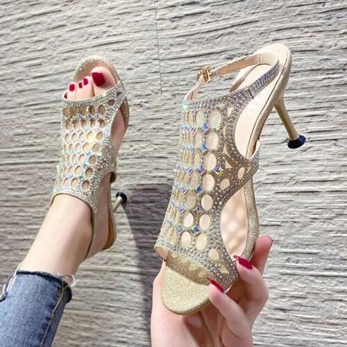 Sexy Fish Mouth High-Heeled Sandals Summer New Fashion Wild Hollow Breathable Ladies Sandals