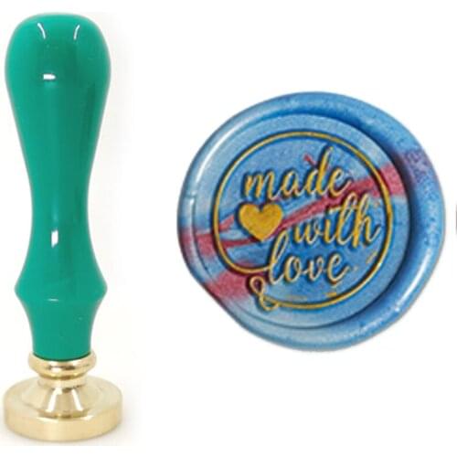 Made with Love Wax Stamp Exquisite Paint green handle,DIY Ancient Seal Retro Stamp,Personalized Stamp Wax Seal High Quality