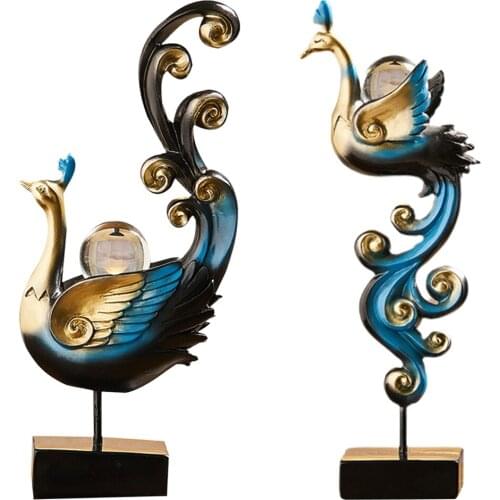 Phoenix Sculpture Creative Figurine Living Room TV Shelf Modern Statues Figurine Statue for Home Decor Office