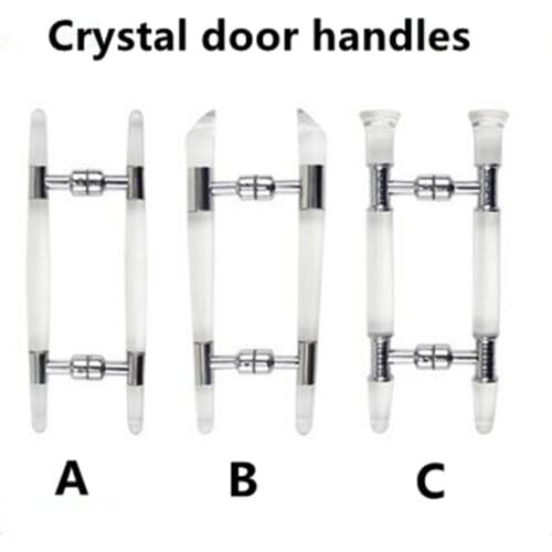Modern style Top Quality Glass door handle Clear Crystal Stainless steel beathroom door handle Ktv hotel home office door pull
