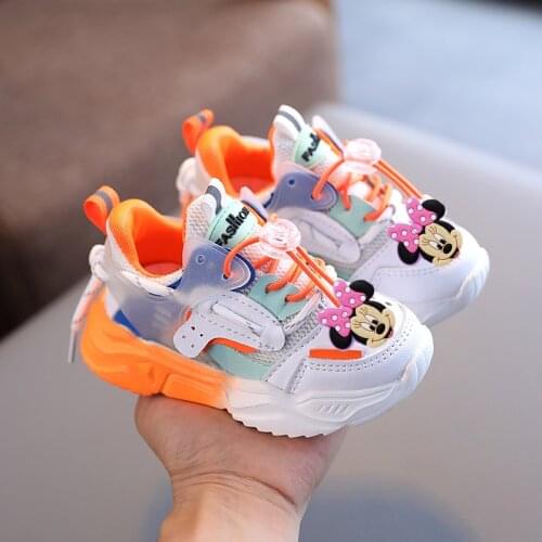 Disney Mickey mouse Baby Shoes Girls Breathable Toddler Shoes Boys Casual Sports Shoes Childrens Lightweight Running Shoes