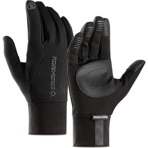 Outdoor Waterproof Winter Warm Gloves Men Touch Screen Palm Leather Non-Slip Fishing Gloves Women Thick Sports X319G