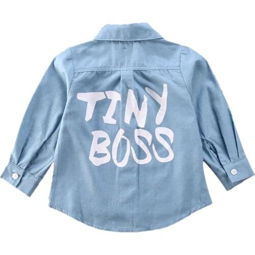 Spring Newborn Kid Baby Girl BOSS Shirts Tops Clothes Denim Long Sleeve Coat Shirt Fashion Clothing