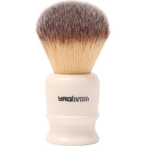 Yaqi 22mm White Handle Yellow Synthetic Hair Knot Wet Shaving Brush