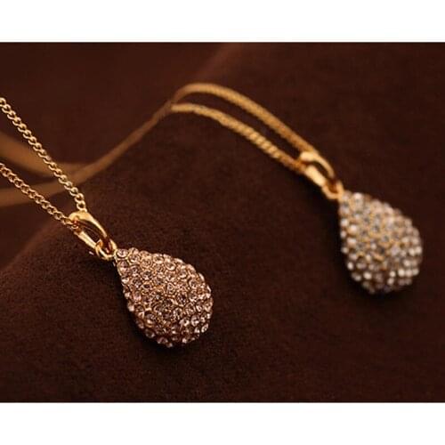 Princess Angel Tear Temperament Fashion Short Large Water Drop Full Necklaces Necklace Crystal Women Girl Water Drop Necklace