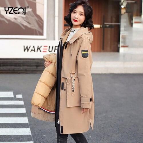 Yzeqi Women Winter Snow Coat Casual Long Jacket Hooded Fashion Thick Warm Big Fur Cotton Padded Parkas Female Down Coat Jackets