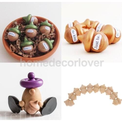10pcs/set Novelty Waldorf Table Acorns DIY Unfinished Wooden Craft Wedding Party Fall Decoration