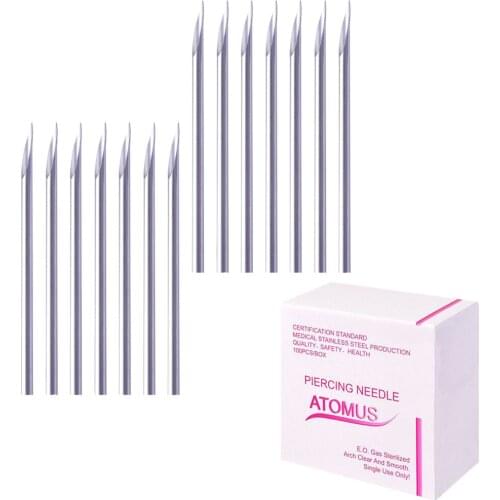 100Pcs/Box Body Nose Ear Navel Piercing Needles Disposable 12/14/16/18/20G/Mix