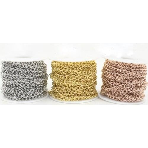 2 Meters Stainless Steel Bulk Extend Chains Hypoallergenic Necklace Bracelets Link Tail Steel Chains DIY Jewelry Findings