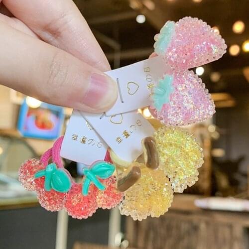 2pcs/lot New Cute Bright Fruit Grape Princess Headwear Kids Elastic Hair Bands Children Ropes Girls Accessories Baby Headdress