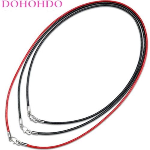 2020 Hot 3pcs 1-3mm Leather Necklace Cord Waxed Rope Leather Cord Stainless Steel Lobster Clasp Chain For Men Women DIY Jewelry