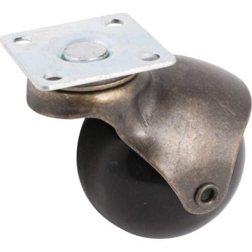 4 Pack Swivel Top Plate Hooded Ball Caster Wheels Antique Bronze 1.5-inch No Brake Furniture Chair Spherical Caster