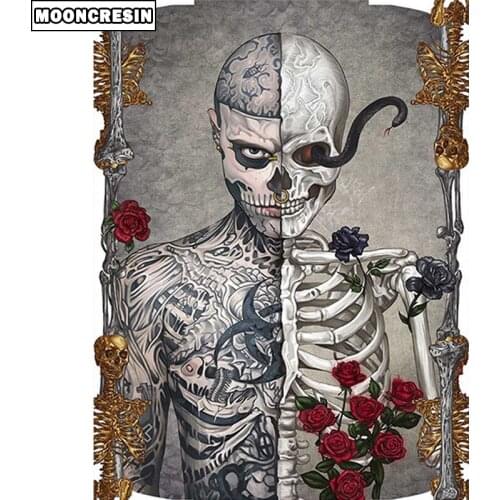 5D Diy Diamond Painting Skeleton Rose Cross Stitch Full Drill Square Diamond Embroidery Diamond Mosaic Pictures Home Decoration