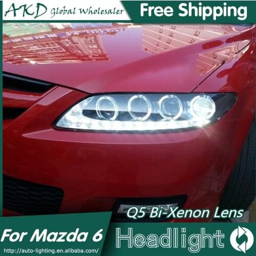 AKD Car Styling for Mazda 6 Headlights 2004-2013 Mazda6 LED Headlight Angel Eye DRL Bi Xenon Lens High Low Beam Parking