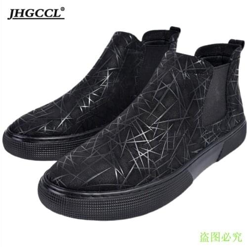 Mens fashion breathable chelsea boots soft leather shoes flats platform ankle botines hombre brand designer masculina male A11