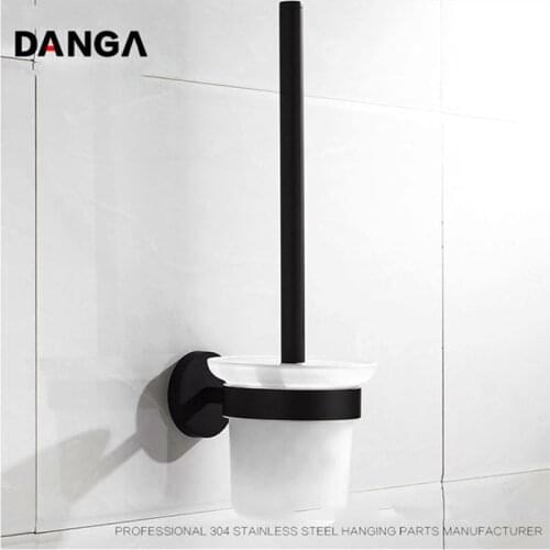 Toilet Cup Set Toilet Rack Wall Mounted Storage Shelf Frosted Glass Cup Stainless Steel Bath Cleaning Brush Bathroom Accessories