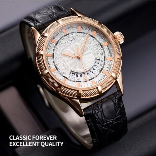 Reloj New Yazole Watches Mens 2019 Business Leather Analog Quartz Clock Male Date Wrist Watch Relogio Masculino Luxury Men Watch
