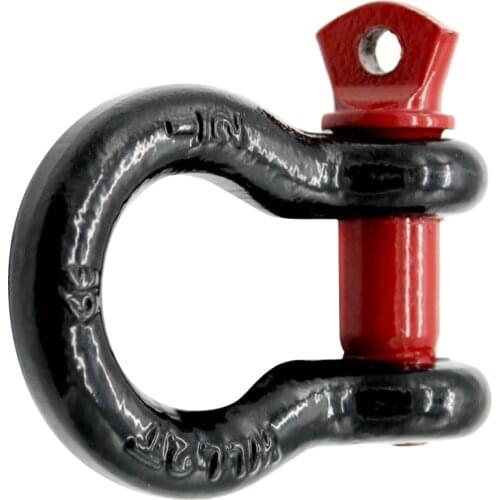 Black 2T Tow Hook D-Rings Bow Shackle With Red Isolators Silencer Clevis