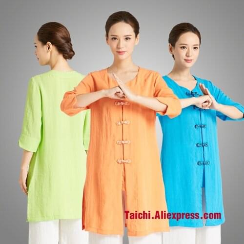 Martial art Tai chi unifrom Linen Taiji clothing women practicing uniforms Kunfu clothes include top and pants