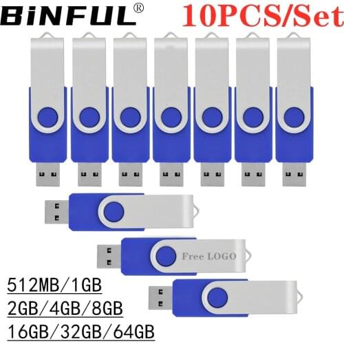 BiNFUL 10Pcs/Set Metal 512MB 1GB 4GB 8GB 16GB 32G 64G Pen Drive Flash Drive Memory Stick 128GB U Disk Thumb Pendrive Tender LOGO