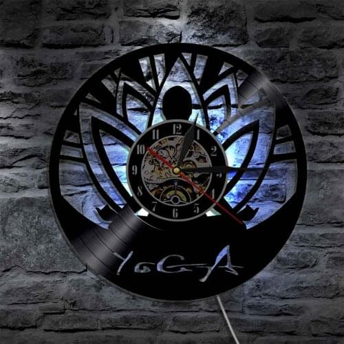 Yoga Studio Wall Clock Yoga Poses Vinyl Record Wall Clock Modern Design Yoga Wall Decor Art DecorationMandala Home Decor Gift