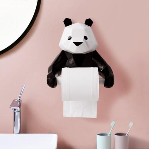 Modern Style Wall Mounted Paper Tissue Holder Resin Panda Statue Decorations Bathroom Toilet tissue box holder