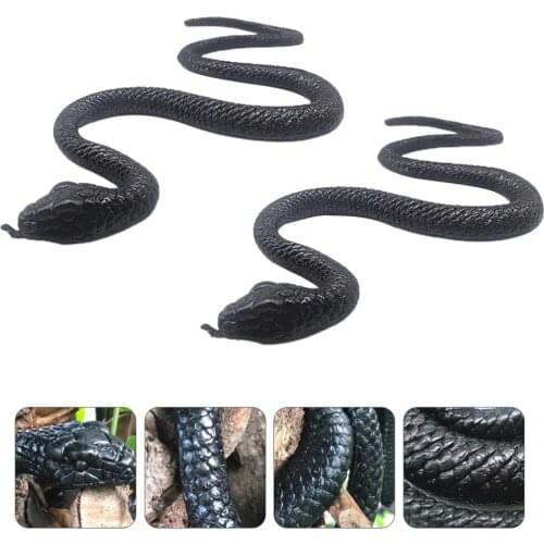 2 Pcs Desktop Decors Party Props Snake Toys Scary Snake Models (Black)