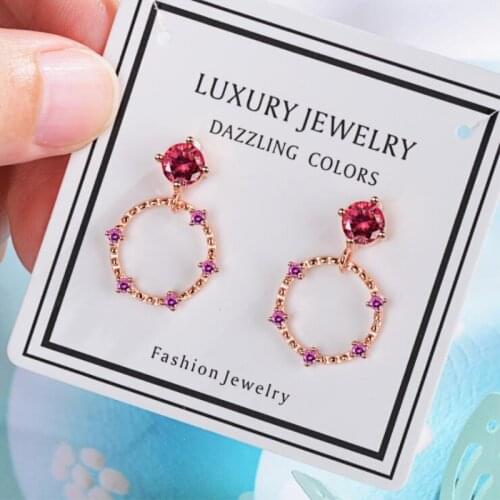 Creative New Arrival Korean Style Fashion 925 Sterling Silver Jewelry Geometric Color Crystal Flower Dangle Earrings SE451