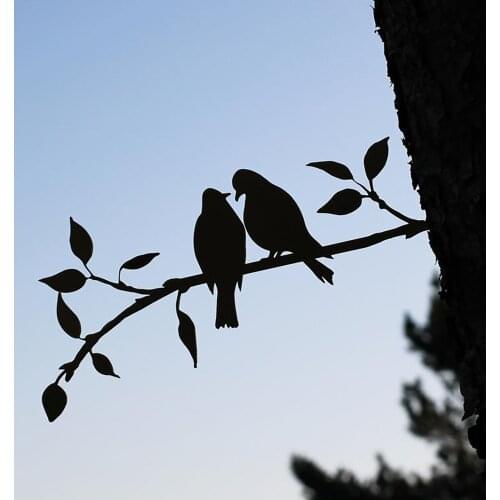 New Barn Swallows (love Birds) Metal Tree Art Metal Bird Garden Steel Silver Garden Decoration Outdoor Tuin Decoratie Outdoor