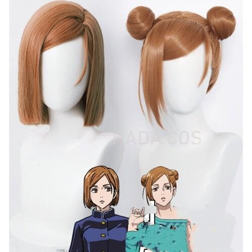 Anime Jujutsu Kaisen Kugisaki Nobara Cosplay Wig Heat-resistant Fiber Hair Free Wig Cap Halloween Party Maruko Hairstyle New