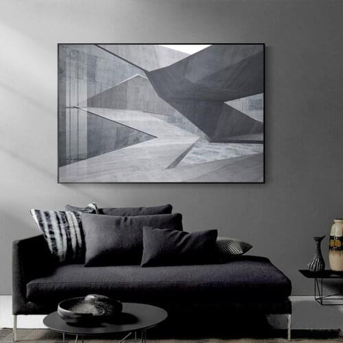 Industrial Gray Space Canvas Painting Decoration Posters and Prints for Living Room Creative Staircase Painting Wall Pictures