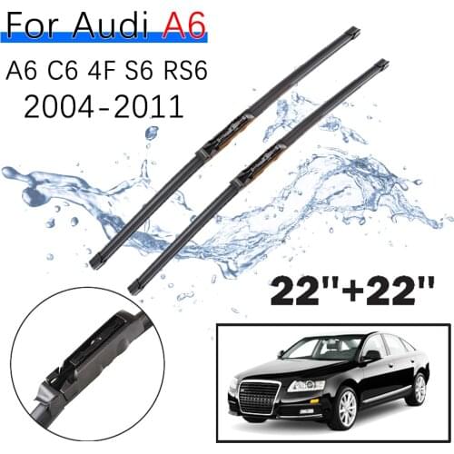 LHD Front Wiper Blades For Audi A6 C6 4F S6 RS6 2004 - 2011 Windshield Windscreen Front Window 22"+22"