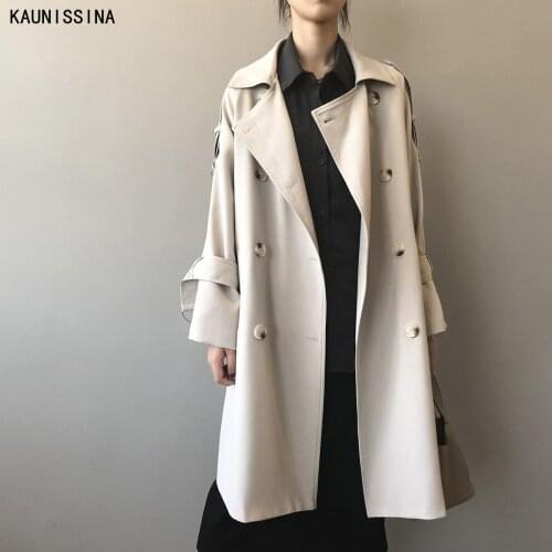 Women Trench Coat Spring Autumn Double Brasted Windbreaker Korean Ladies Long Coat Streetwear Female Elegant Chic Trench Coats