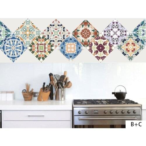 Bathroom kitchen DIY splicing creative stickers Amazon waterproof European retro tile stickers