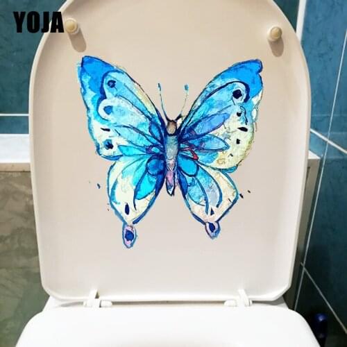 YOJA 21.4X21.8CM Blue Classic Butterfly House Decoration Room Wall Sticker Fashion WC Toilet Decal T1-2088