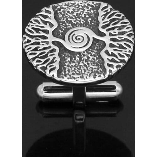 Stainless steel Nordic Viking Yggdrasil treee of life amulet Cufflinks